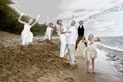 Family portrait ocean wedding